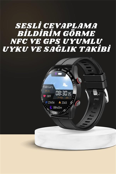 Akıllı Saat Amoled Ekran Metal Ve Deri Kordonlu Uyku ve Sağlık Takibi Titreşimli