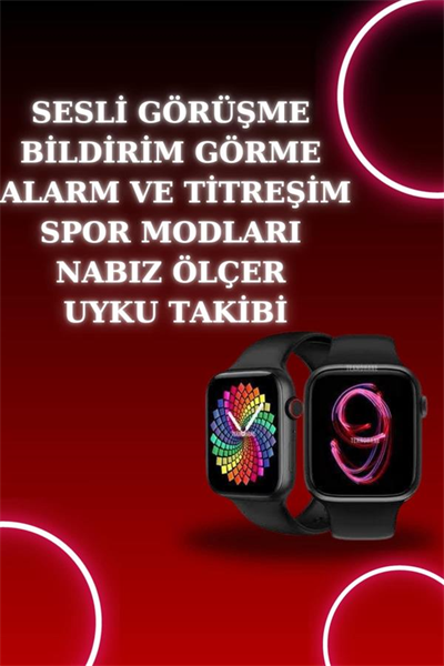 Akıllı Saat Arama Görüşme Bildirim Görme Uyku ve Sağlık Takibi Nabız Ölçer 3 Kordon Hediyeli