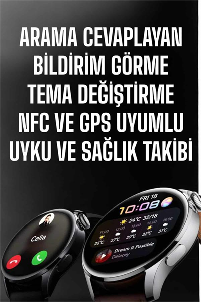Akıllı Saat Bildirim Görme Amoled Ekran GPS Uyumlu Sesli Görüşme