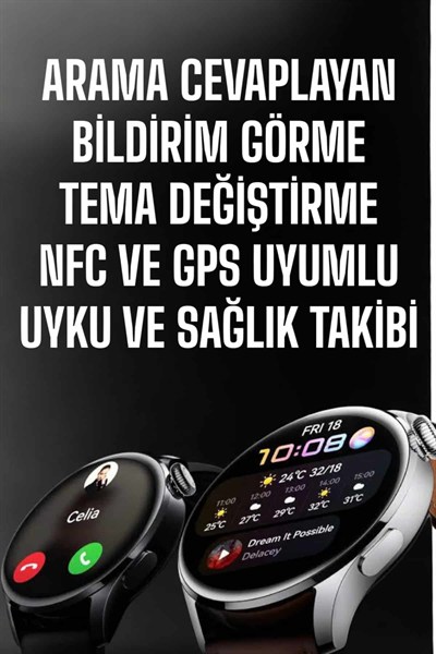 Akıllı Saat Bildirim Görme Amoled Ekran GPS Uyumlu Sesli Görüşme