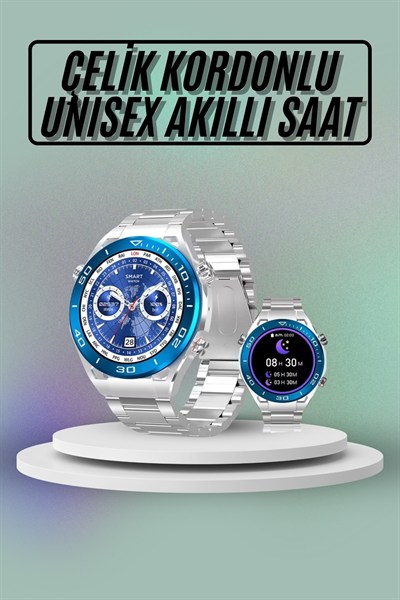 Akıllı Saat Çelik Kordonlu Amoled Ekran Android ve İOS Uyumlu Çağrı Cevaplayabilen