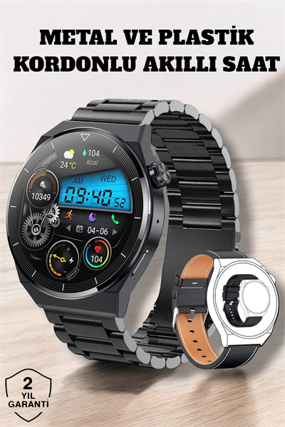 Akıllı Saat Sağlık ve Fitness Takibi Bluetooth Bağlantılı Dokunmatik Ekran