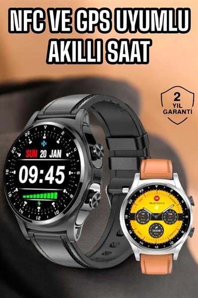Akıllı Saat Titreşimli Pusula Nabız ve Tansiyon Ölçer NFC Uyumlu
