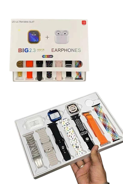 Akıllı Saat ve Air Pro Kulaklık 7 Kordonlu Çok Fonksiyonlu İkili Set