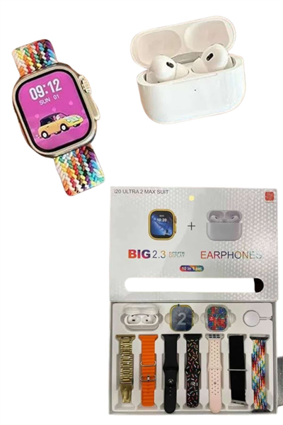 Akıllı Saat ve Air Pro Kulaklık 7 Kordonlu Çok Fonksiyonlu İkili Set