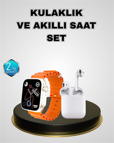 Akıllı Saat ve Kablosuz Kulaklık iOS Android Uyumlu Teknoloji Seti