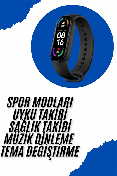 Akıllı Uyumlu Bileklik M6 Adımsayar Spor Modları Çağrı Görme Türkçe Menü