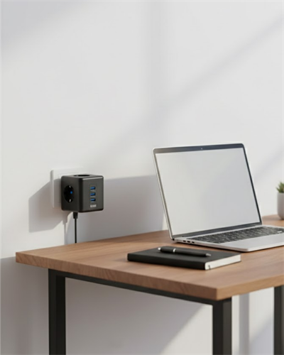 Akım Korumalı Küp Priz 3 Priz Girişi ve 3 USB Şarj Özellikli