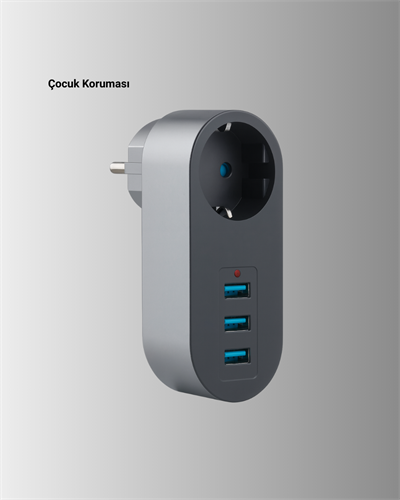 Akım Korumalı USB’li Priz – Güçlü 2500W, Isı ve Çocuk Koruması