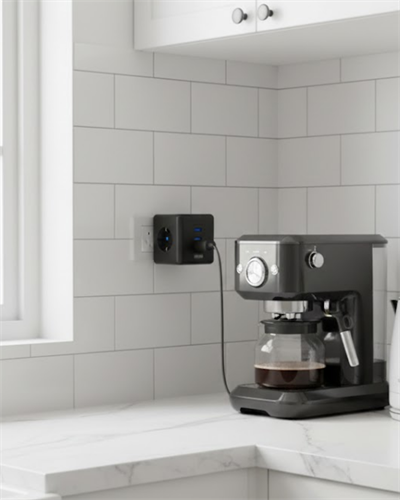 Akım ve Voltaj Korumalı Küp Priz 3 USB Destekli