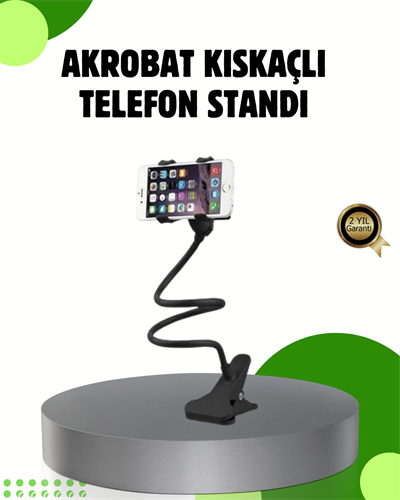 Akrobat Masaüstü Mandallı Telefon Tutucu 360 Derece Dönebilen