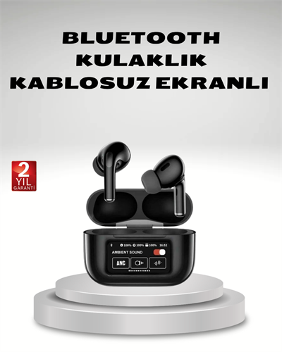 Aktif Gürültü Engelleme (ANC) Kablosuz Bluetooth Kulaklık – Dijital Ekranlı, Dokunmatik ve Uzun Pil Ömürlü