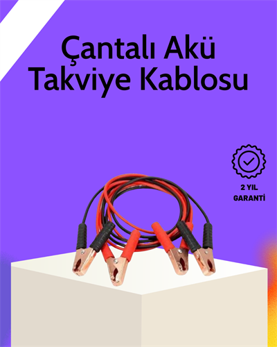 Akü Takviye Kablosu 1200A İzoleli Büyük Maşalı 2m Dayanıklı