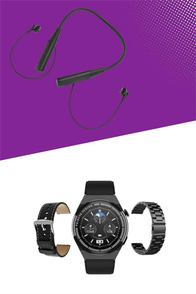 Alarm ve Titreşim Özellikli Akıllı Saat ve Mikrofonlu Kablolu Bluetooth Kulaklık 60 Saat