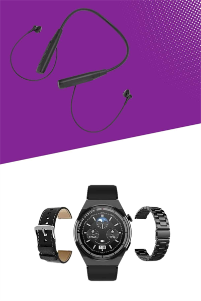 Alarm ve Titreşim Özellikli Akıllı Saat ve Mikrofonlu Kablolu Bluetooth Kulaklık 60 Saat