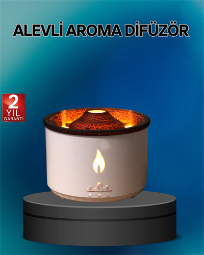 Alev Efektli Buhar Makinesi – Aromaterapi, Nemlendirme ve Işık Modlu Tasarım