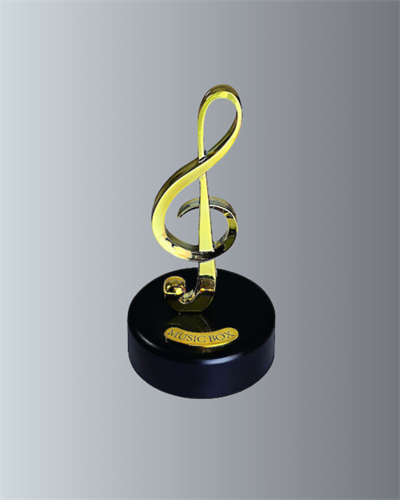 Altın Nota Sol Anahtarı Müzik Box Döner Mekanizmalı Hediyelik