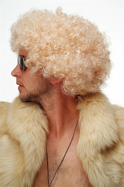 Altın Renk Kıvırcık Afro Parti Peruğu