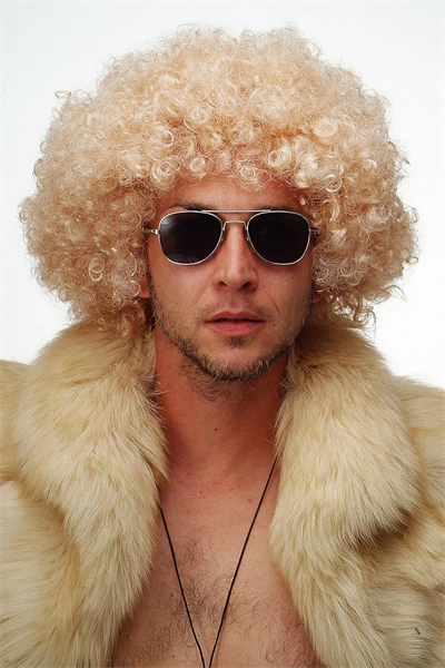 Altın Renk Kıvırcık Afro Parti Peruğu