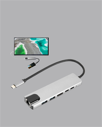 Alüminyum Gövdeli Type‑C HDMI & Ethernet Adaptör – Tak & Çalıştır