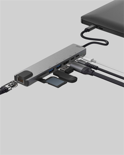 Alüminyum Kasalı MacBook USB-C Hub – 4K HDMI, USB 3.0, SD/TF Kart Girişi, PD Şarj Desteği