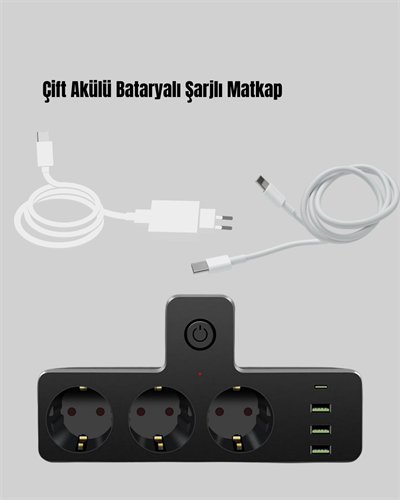 Anahtarlı Çoklu Priz 3 USB 1 Type-C Hızlı Şarj Destekli
