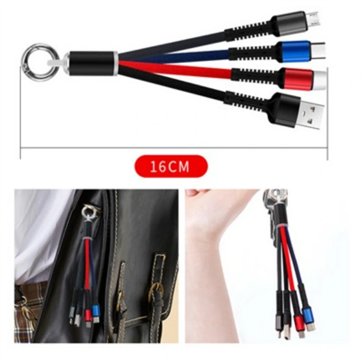 Anahtarlık Çoklu Şarj Kablosu 4 Başlıklı