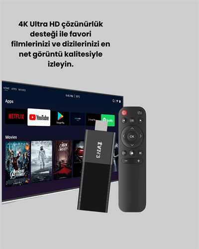 Android TV Stick WiFi ve Bluetooth Bağlantılı