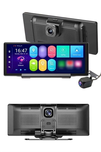 Android ve İOS Uyumlu Ön Arka Çift Kameralı Araç Ekranı Dokunmatik CarPlay