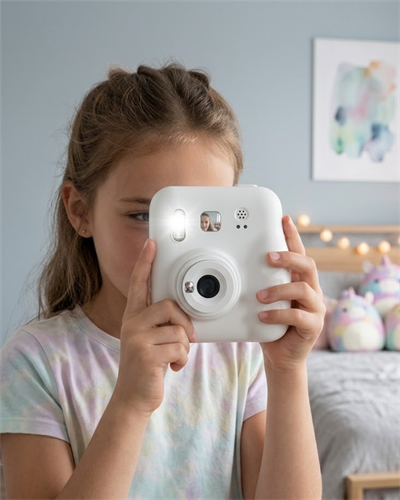 Anında Baskılı Çocuk Kamerası 4 Rulo Kağıt 5 Kalem Hediyeli Eğlenceli Set