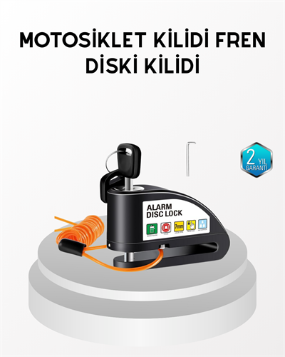 Anti Hırsızlık 110 dB Alarm Disk Fren Kilidi Suya Dayanıklı Çelik Güvenlik Kilidi