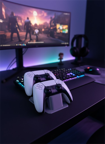 Antrasit İkili Gamepad Tutucu 7x18 cm Masa ve Raf Düzeni