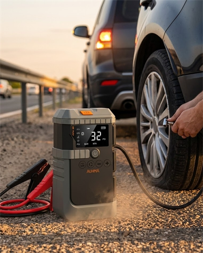 Araç Akü Takviye Powerbank Lastik Şişirme Kompresörü LED Işıklı Çok Fonksiyonlu Acil Durum Cihazı