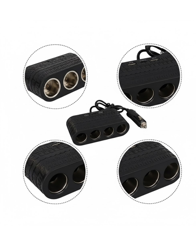 Araç Çakmak Çoklayıcı 4 Çıkışlı 2 USB ve Type C Girişli Çok Fonksiyonlu Şarj Ünitesi