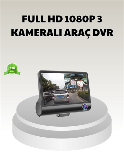 Araç DVR Kamerası 3’lü 170° Geniş Açılı Full HD ve Park Destekli