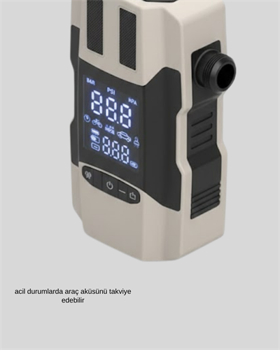 Araç Hava Pompası ve Akü Takviye Powerbank 12.000 mAh Çok Fonksiyonlu
