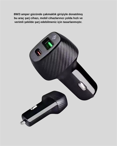 Araç İçi Bluetooth Müzik Kiti + Type-C PD Araç Şarjı Seti
