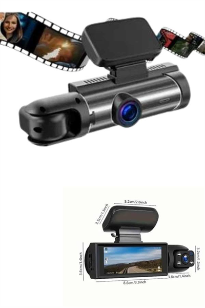 Araç İçi Full Hd Kamera Ön ve Arka Kameralı Ekranlı Araç Kamerası