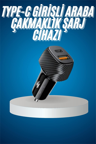 Araç İçi Hızlı Şarj Soketi 38W Oto Çakmaklık Type-C Araba Çakmaklık