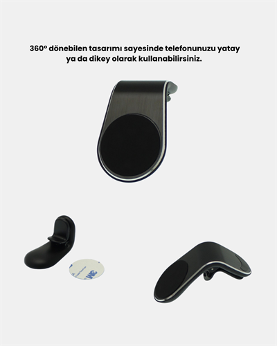 Araç İçi Manyetik Telefon Tutucu Güçlü Klipsli ve 360 Derece Ayarlanabilir