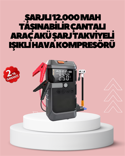 Araç İçin 4 Fonksiyonlu Akü Takviye ve Lastik Şişirme Cihazı