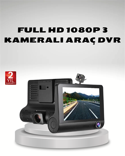 Araç Kamerası 3’lü Full HD DVR 1080P Gece Görüşlü ve G-Sensörlü