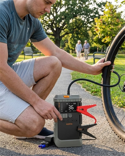 Araç Lastik Basınç Pompası Akü Takviye Powerbank ve SOS Işıklı Çok Fonksiyonlu Cihaz