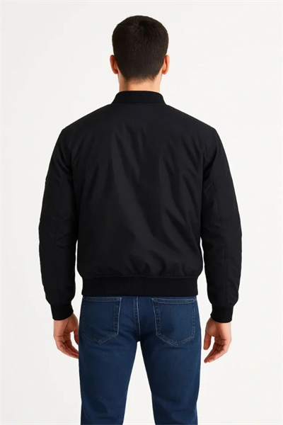 Arka Bomber Ceket - Siyah