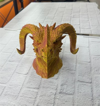 Asil Tasarım Gold–Red Ejderha Heykeli Hediyelik Fantastik Dekor