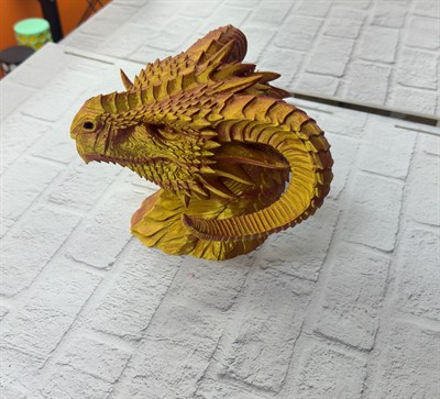 Asil Tasarım Gold–Red Ejderha Heykeli Hediyelik Fantastik Dekor