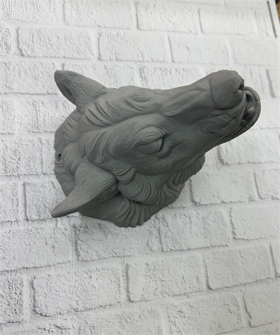 Asılabilir Gri Kurt Heykeli Ev Ofis Duvar Süslemesi Dekoratif