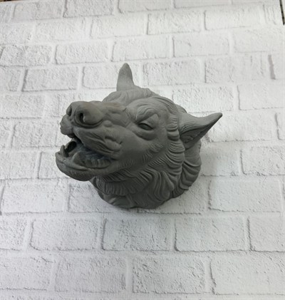 Asılabilir Gri Kurt Heykeli Ev Ofis Duvar Süslemesi Dekoratif