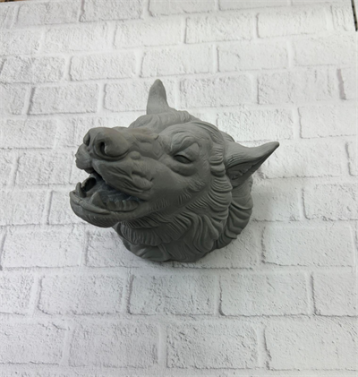 Asılabilir Gri Kurt Heykeli Ev Ofis Duvar Süslemesi Dekoratif