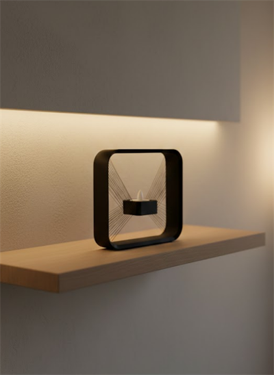 Askılı Kare Mumluk Duvar Dekoru Loş Salon ve Modern Mekanlar